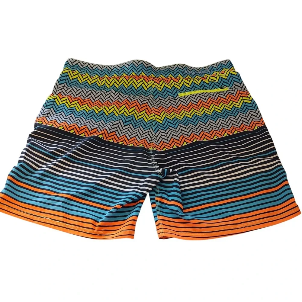 OP Ocean Pacific Stretch Board Shorts Neon Multicolor Pocket Mens Size 40‎